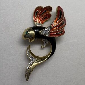 Vtg Fish Rhinestone Koi Brooch Pin